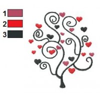 Tree Hearts Embroidery Design